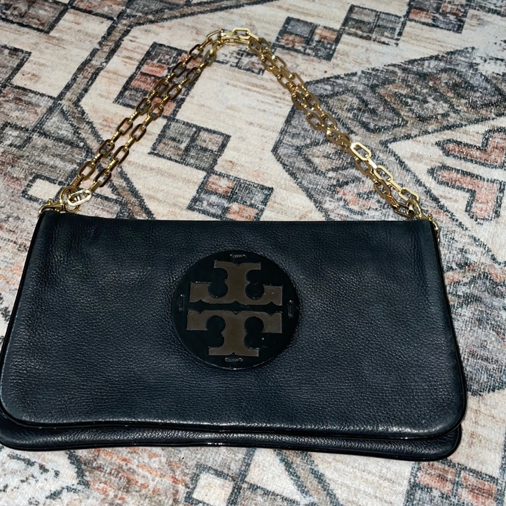 Tory Burch. Black Purse with Gold chain